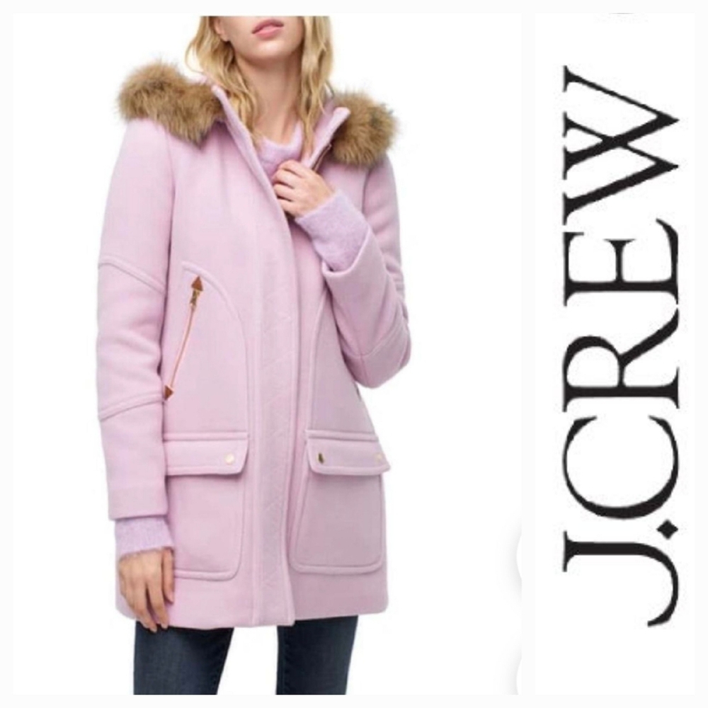 J.Crew special limited edition speckled! pink wool pockets/hood coat LTD